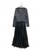 FRAY IDフレイ アイディー）の古着「ニットドッキングカシュクールワンピース」｜グレー