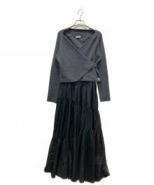 FRAY ID（フレイ アイディー）の古着「ニットドッキングカシュクールワンピース」｜グレー
