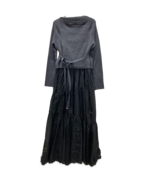 FRAY ID（フレイ アイディー）FRAY ID (フレイ アイディー) ニットドッキングカシュクールワンピース グレー サイズ:1の古着・服飾アイテム