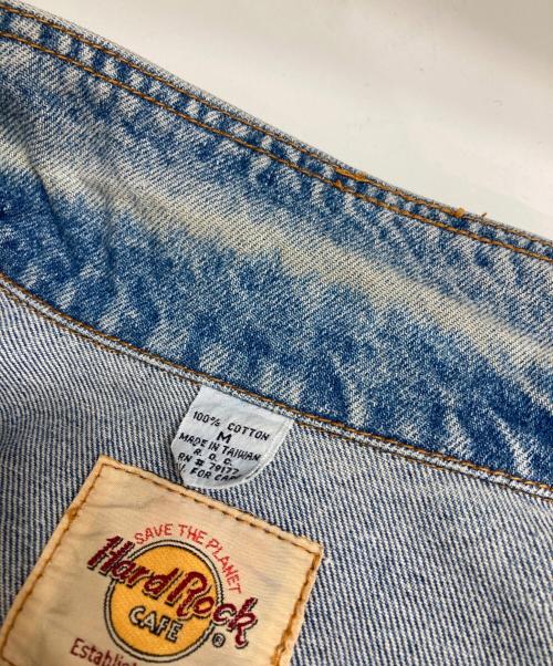 Hard Rock cafe（ハードロックカフェ）Hard Rock cafe (ハードロックカフェ) ロゴ刺繍デニムジャケット インディゴ サイズ:Mの古着・服飾アイテム