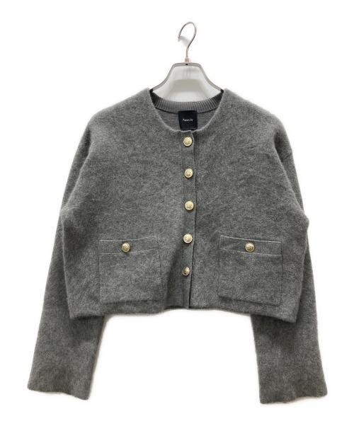 apart by（アパートバイ）apart by (アパートバイ) CNラクーンコンキンボタンカーディガン グレー サイズ:Fの古着・服飾アイテム