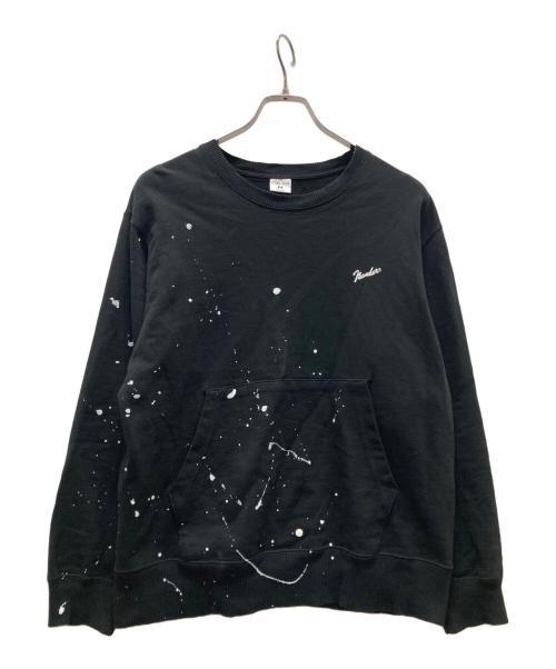 NUMBER (N)INE（ナンバーナイン）NUMBER (N)INE (ナンバーナイン) ペイントスウェット/HAND PAINTED FIRM COTTON KANGAROO POCKET L/S SWEATSHIRT ブラック サイズ:Mの古着・服飾アイテム