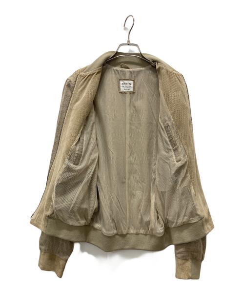 EMMETI（エンメティ）EMMETI (エンメティ) 切替ラムスウェードジャケット ベージュ サイズ:44の古着・服飾アイテム