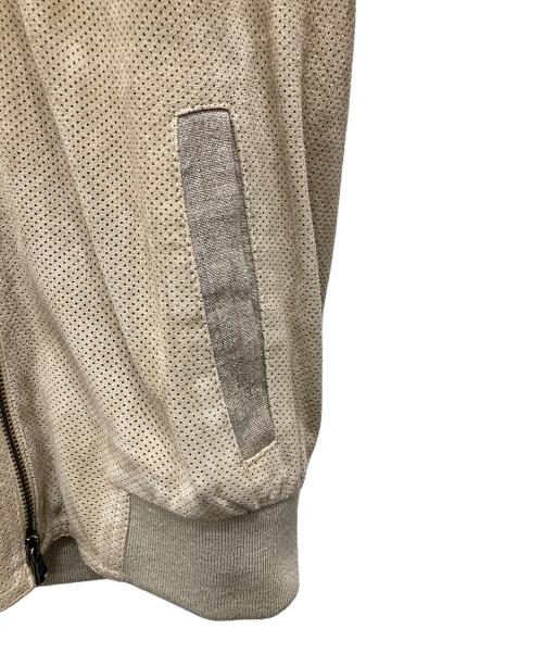 EMMETI（エンメティ）EMMETI (エンメティ) 切替ラムスウェードジャケット ベージュ サイズ:44の古着・服飾アイテム