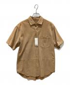 DENIMデニム）の古着「ラムレザーシャツ」｜ベージュ