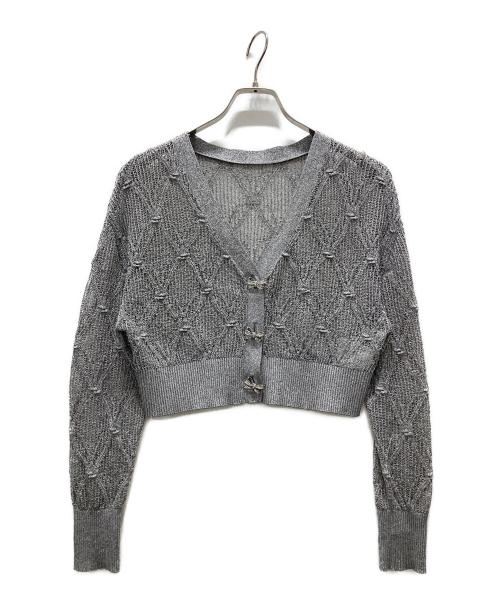 Snidel（スナイデル）Snidel (スナイデル) リボンビジューシアーカーディガン グレー サイズ:ONEの古着・服飾アイテム