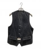 PINK HOUSEピンクハウス）の古着「ロゴプリント 切替デニムベスト」｜ブラック