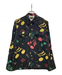 THE GROOVIN HIGH（ザ グルービン ハイ）の古着「音符柄シャツ/ Vintage Atomic Style Box Shirt Musical Note」｜ブラック