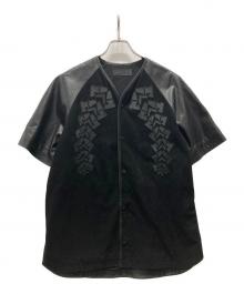 H&M×ALEXANDER WANG（エイチアンドエム×アレキサンダー・ワン）の古着「レザー切替ベースボールシャツ」｜ブラック