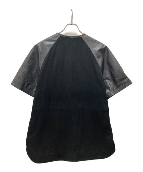 H&M（エイチアンドエム）H&M (エイチアンドエム) ALEXANDER WANG (アレキサンダー・ワン) レザー切替ベースボールシャツ ブラック サイズ:Mの古着・服飾アイテム