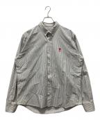 AMI Alexandre Mattiussiアミアレクサンドルマテュッシ）の古着「ハート刺繍ストライプシャツ」｜グレー