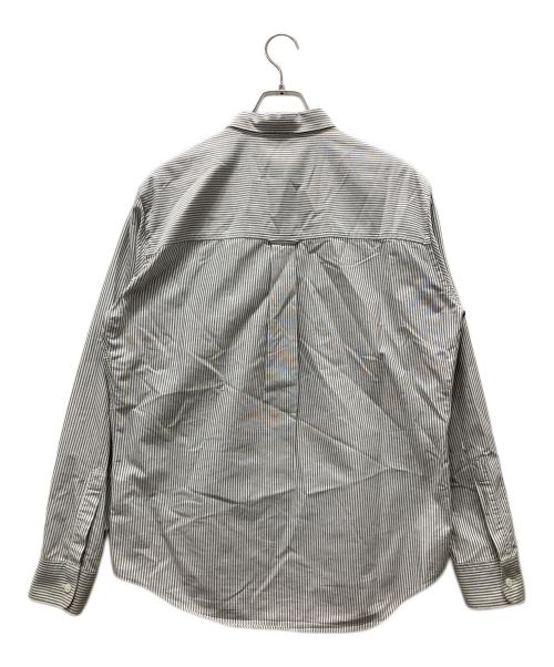 AMI Alexandre Mattiussi（アミアレクサンドルマテュッシ）AMI Alexandre Mattiussi (アミアレクサンドルマテュッシ) ハート刺繍ストライプシャツ グレー サイズ:41の古着・服飾アイテム