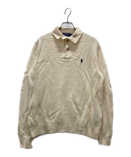 POLO RALPH LAUREN（ポロ・ラルフローレン）POLO RALPH LAUREN (ポロ・ラルフローレン) カシミヤ混ポロニット ベージュ サイズ:Lの古着・服飾アイテム