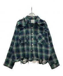 DANKE SCHON（ダンケ シェーン）の古着「STUDS FLANNEL CHECK L/S SHIRTS」｜グリーン
