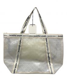 beautiful people（ビューティフルピープル）の古着「beautiful people plaid vinyl logo tape bag L」｜ホワイト