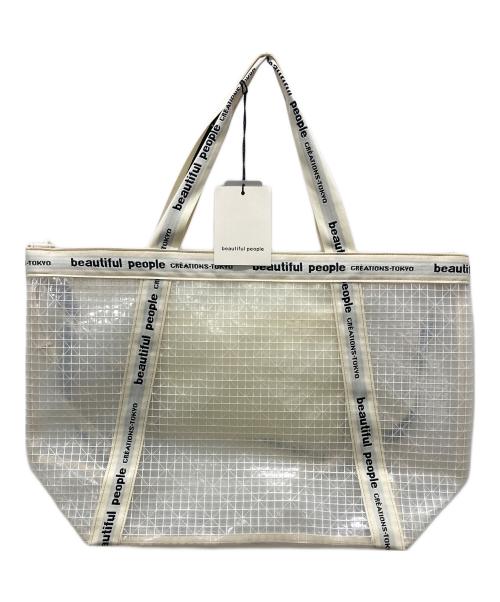 beautiful people（ビューティフルピープル）beautiful people (ビューティフルピープル) beautiful people plaid vinyl logo tape bag L ホワイト 未使用品の古着・服飾アイテム