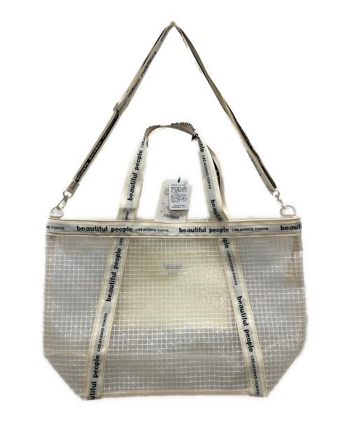 beautiful people（ビューティフルピープル）beautiful people (ビューティフルピープル) beautiful people plaid vinyl logo tape bag L ホワイト 未使用品の古着・服飾アイテム