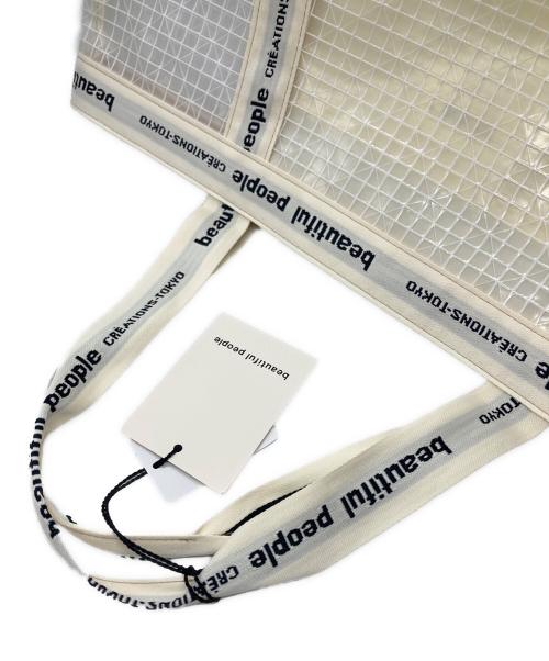 beautiful people（ビューティフルピープル）beautiful people (ビューティフルピープル) beautiful people plaid vinyl logo tape bag L ホワイト 未使用品の古着・服飾アイテム