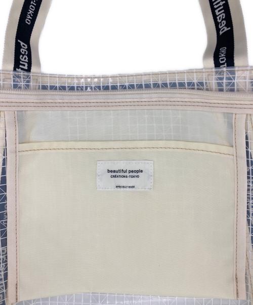 beautiful people（ビューティフルピープル）beautiful people (ビューティフルピープル) beautiful people plaid vinyl logo tape bag L ホワイト 未使用品の古着・服飾アイテム