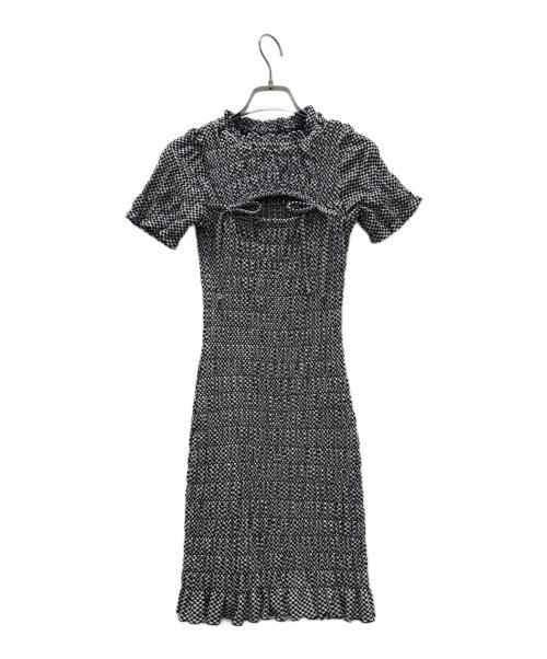 darich（ダーリッチ）darich (ダーリッチ) リボンシャーリングギンガムミニワンピース ブラック サイズ:Lの古着・服飾アイテム