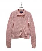 POLO RALPH LAURENポロ・ラルフローレン）の古着「襟付きケーブルニットカーディガン」｜ピンク