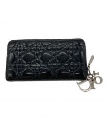 Christian Dior（クリスチャン ディオール）の古着「レディディオール カナージュ  エナメル長財布」｜ブラック