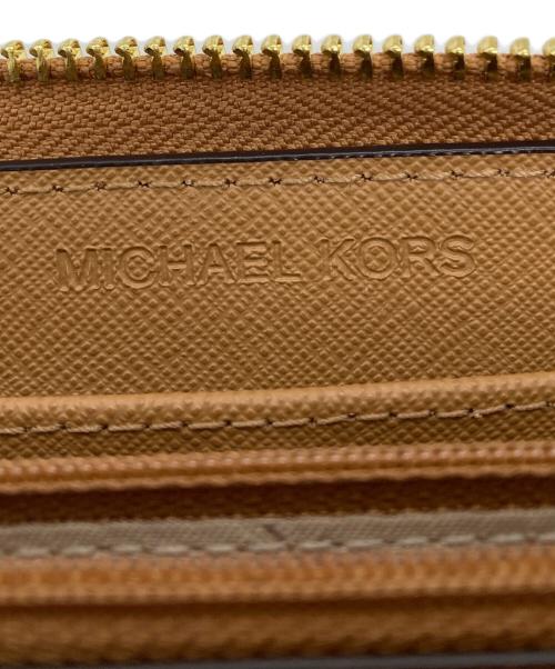 MICHAEL KORS（マイケル・コース）MICHAEL KORS (マイケル・コース) ラウンドジップ長財布 ゴールド×ブラウンの古着・服飾アイテム