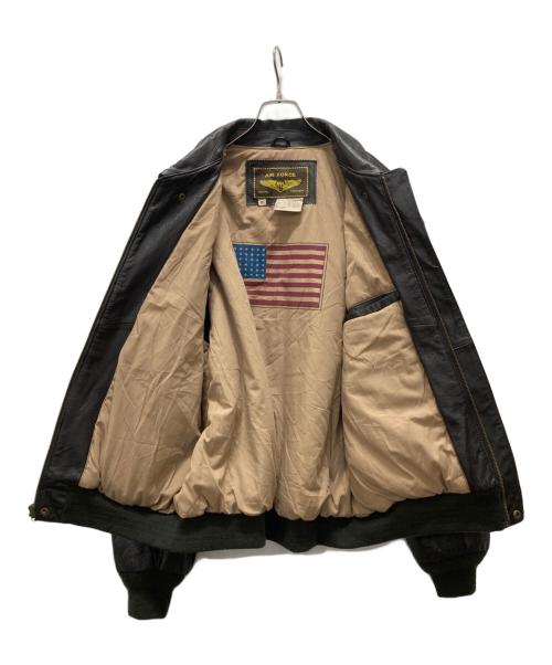 LANDING LEATHERS AIRFORCE（LANDING LEATHERS AIRFORCE）LANDING LEATHERS AIRFORCE (LANDING LEATHERS AIRFORCE) 星条旗ライナーA2フライトジャケット ブラウン サイズ:XXLの古着・服飾アイテム