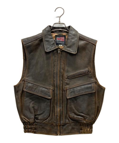 NANKAI（ナンカイ）NANKAI (ナンカイ) レザーベスト ブラウン サイズ:Lの古着・服飾アイテム