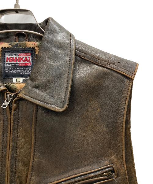 NANKAI（ナンカイ）NANKAI (ナンカイ) レザーベスト ブラウン サイズ:Lの古着・服飾アイテム