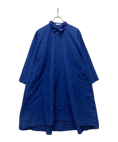 plantation（プランテーション）plantation (プランテーション) ボリュームシャツワンピース ブルー サイズ:Mの古着・服飾アイテム
