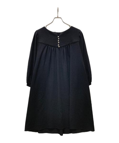 Leilian（レリアン）LEILIAN (レリアン) パール装飾ブラウスワンピース ブラック サイズ:17の古着・服飾アイテム