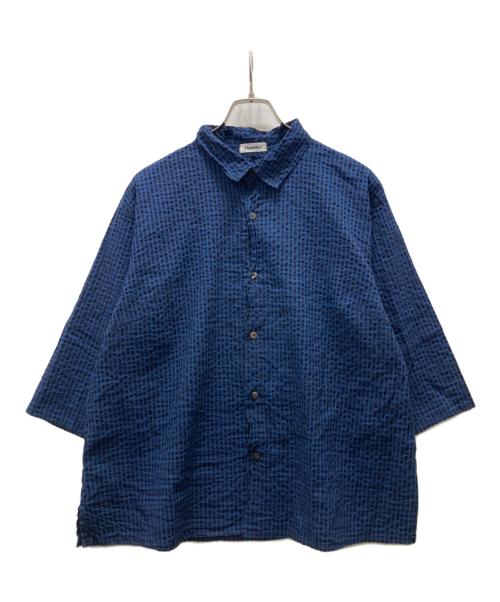 plantation（プランテーション）Plantation (プランテーション) シアサッカーシャツ/インディゴギンガム ネイビー サイズ:2の古着・服飾アイテム