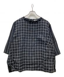 plantation（プランテーション）の古着「チェック柄ヘンプブラウス」｜ネイビー