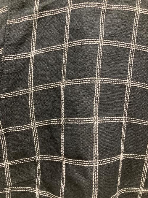 plantation（プランテーション）Plantation (プランテーション) チェック柄ヘンプブラウス ネイビー サイズ:Mの古着・服飾アイテム