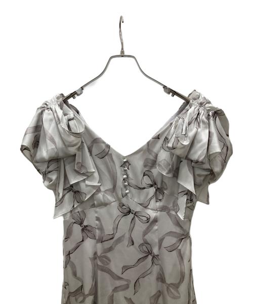 Snidel（スナイデル）Snidel (スナイデル) リボンスリーブデザインワンピ グレージュ サイズ:1の古着・服飾アイテム
