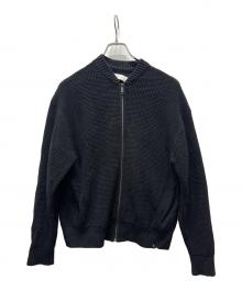 Calvin Klein Jeans（カルバンクラインジーンズ）の古着「ニットボンバージャンパーカーディガン」｜ブラック