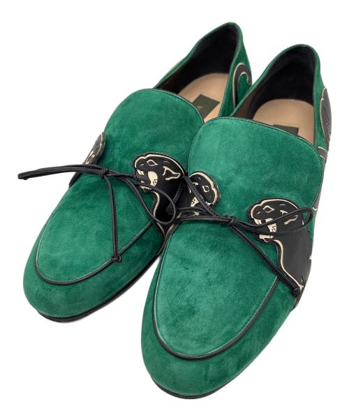 VALENTINO（ヴァレンティノ）VALENTINO (ヴァレンティノ) パンサースウェードシューズ グリーン サイズ:37の古着・服飾アイテム