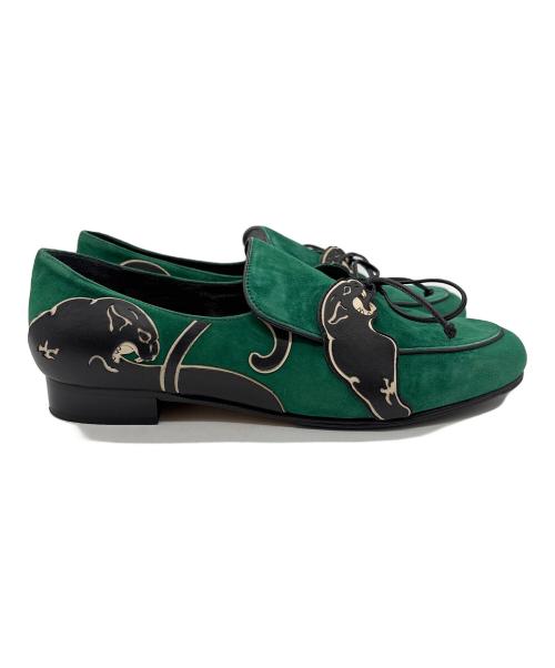 VALENTINO（ヴァレンティノ）VALENTINO (ヴァレンティノ) パンサースウェードシューズ グリーン サイズ:37の古着・服飾アイテム