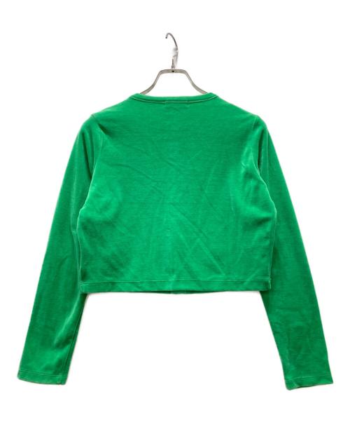 MACPHEE（マカフィー）MACPHEE (マカフィー) コットンポリエステルベロア クルーネックカーディガン グリーン サイズ:Sの古着・服飾アイテム