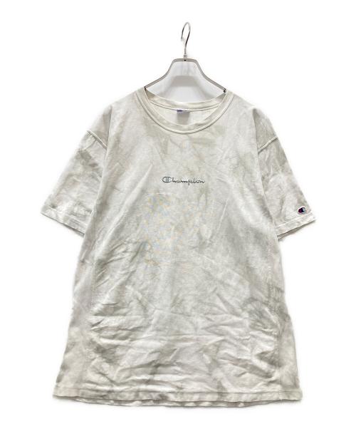 Champion REVERSE WEAVE（チャンピオン リバース ウィーブ）Champion REVERSE WEAVE (チャンピオン リバース ウィーブ) タイダイ ロゴTシャツ アイボリー サイズ:XLの古着・服飾アイテム