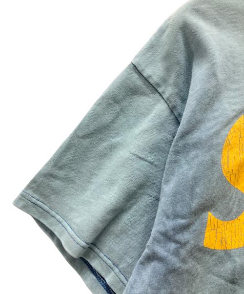 WIND AND SEA（ウィンダンシー）WIND AND SEA (ウィンダンシー) ピグメントダイ クラック加工 ロゴ ヘビーウェイト Tシャツ スカイブルー サイズ:Lの古着・服飾アイテム