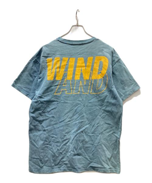 WIND AND SEA（ウィンダンシー）WIND AND SEA (ウィンダンシー) ピグメントダイ クラック加工 ロゴ ヘビーウェイト Tシャツ スカイブルー サイズ:Lの古着・服飾アイテム