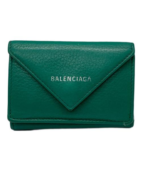 BALENCIAGA（バレンシアガ）BALENCIAGA (バレンシアガ) ペーパーミニウォレット グリーンの古着・服飾アイテム