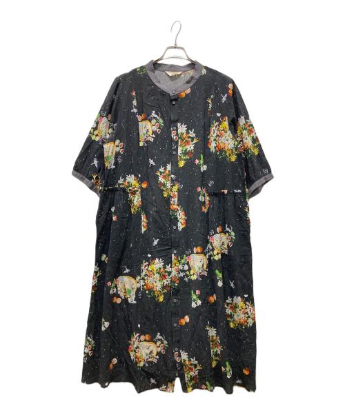 SUPER HAKKA（スーパーハッカ）SUPER HAKKA (スーパーハッカ) 総柄ワンピース ブラック サイズ:15の古着・服飾アイテム