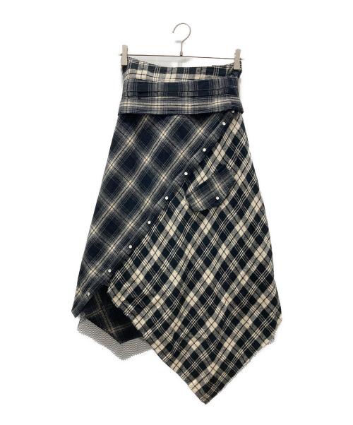 AULA（オーラ）AULA (オーラ) アシンメトリー チェックスカート ブラック サイズ:１の古着・服飾アイテム