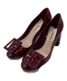 MIU MIU（ミュウミュウ）の古着「チャンキーヒールパンプス」｜レッド