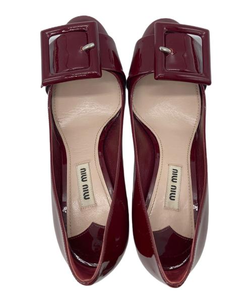 MIU MIU（ミュウミュウ）MIU MIU (ミュウミュウ) チャンキーヒールパンプス レッド サイズ:36の古着・服飾アイテム