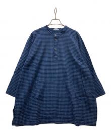 plantation（プランテーション）の古着「チェック柄ブラウスワンピース」｜ネイビー