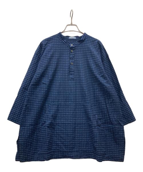 plantation（プランテーション）Plantation (プランテーション) チェック柄ブラウスワンピース ネイビー サイズ:Mの古着・服飾アイテム